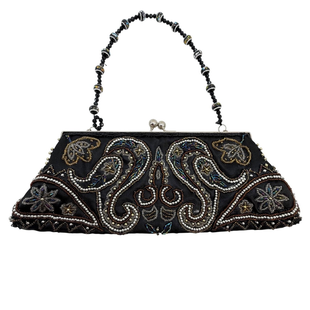 Whimsigoth Y2K Dark Bohemian Witchy Chic Ornate Apt.9 Beaded Black Formal Purse
